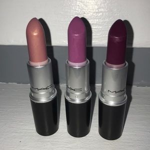 3 MAC lipsticks all purple tones